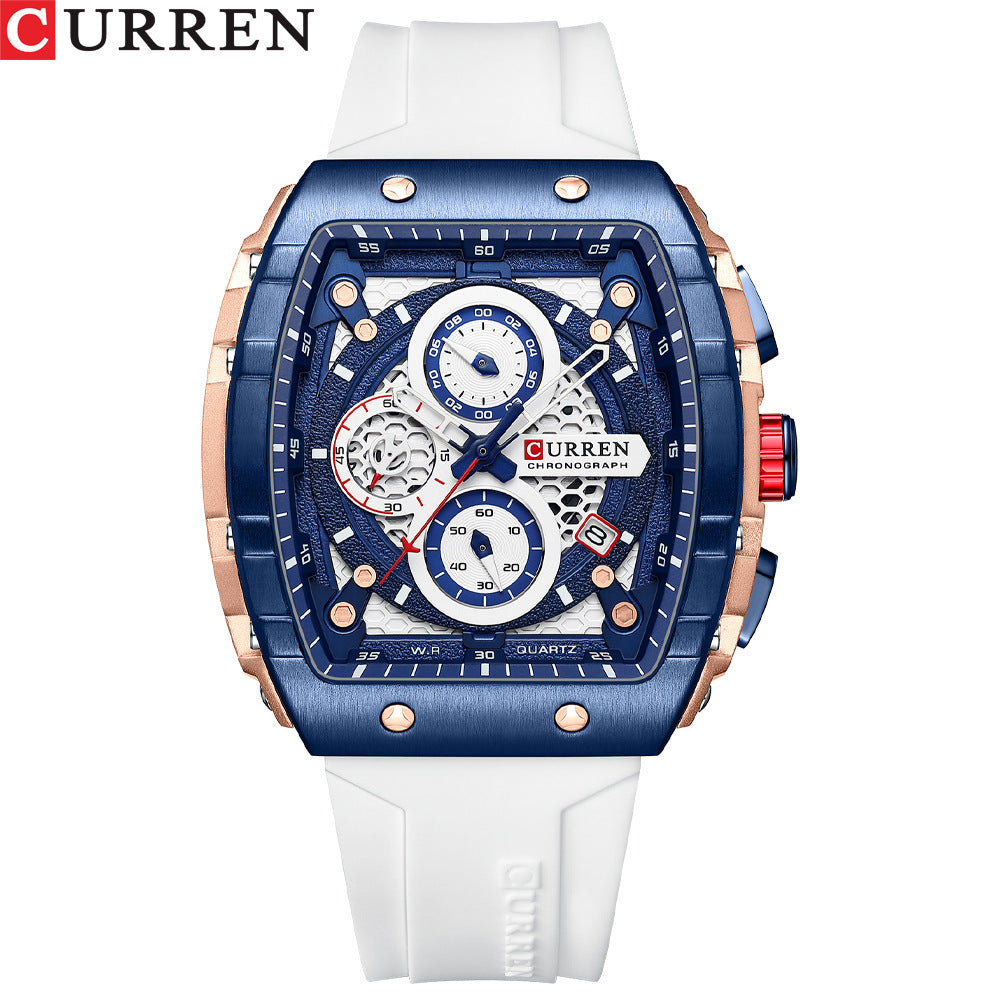 ⌚🔥 CURREN 8442 Men’s Wristwatch — Waterproof 💧 | Chronograph ⏱️ | Date Display 📅 | Premium Silicone Strap 🖤 | Original Sport Style 🏆 | Fashionable & Elegant ✨ | Perfect for Everyday Wear 💪