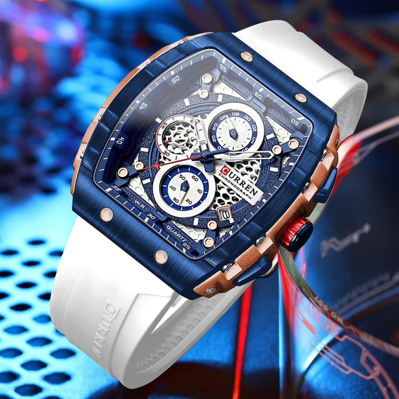 ⌚🔥 CURREN 8442 Men’s Wristwatch — Waterproof 💧 | Chronograph ⏱️ | Date Display 📅 | Premium Silicone Strap 🖤 | Original Sport Style 🏆 | Fashionable & Elegant ✨ | Perfect for Everyday Wear 💪 detail view