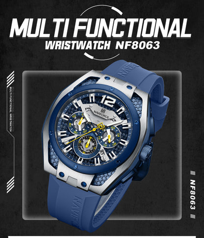 ⌚ NAVIFORCE NF8063 | Luxury Men's Sports Watch 💙 Comfortable Silicone Strap 🔥 Modern & Elegant
